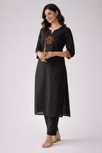 STRAIGHT KURTA BLACK CORD SET