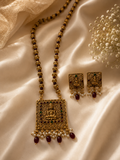 Antique Lakshmi Temple Pendant Necklace Set with Earrings