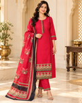 Women’s Geometric Print Kurta Set with Trousers & Dupatta