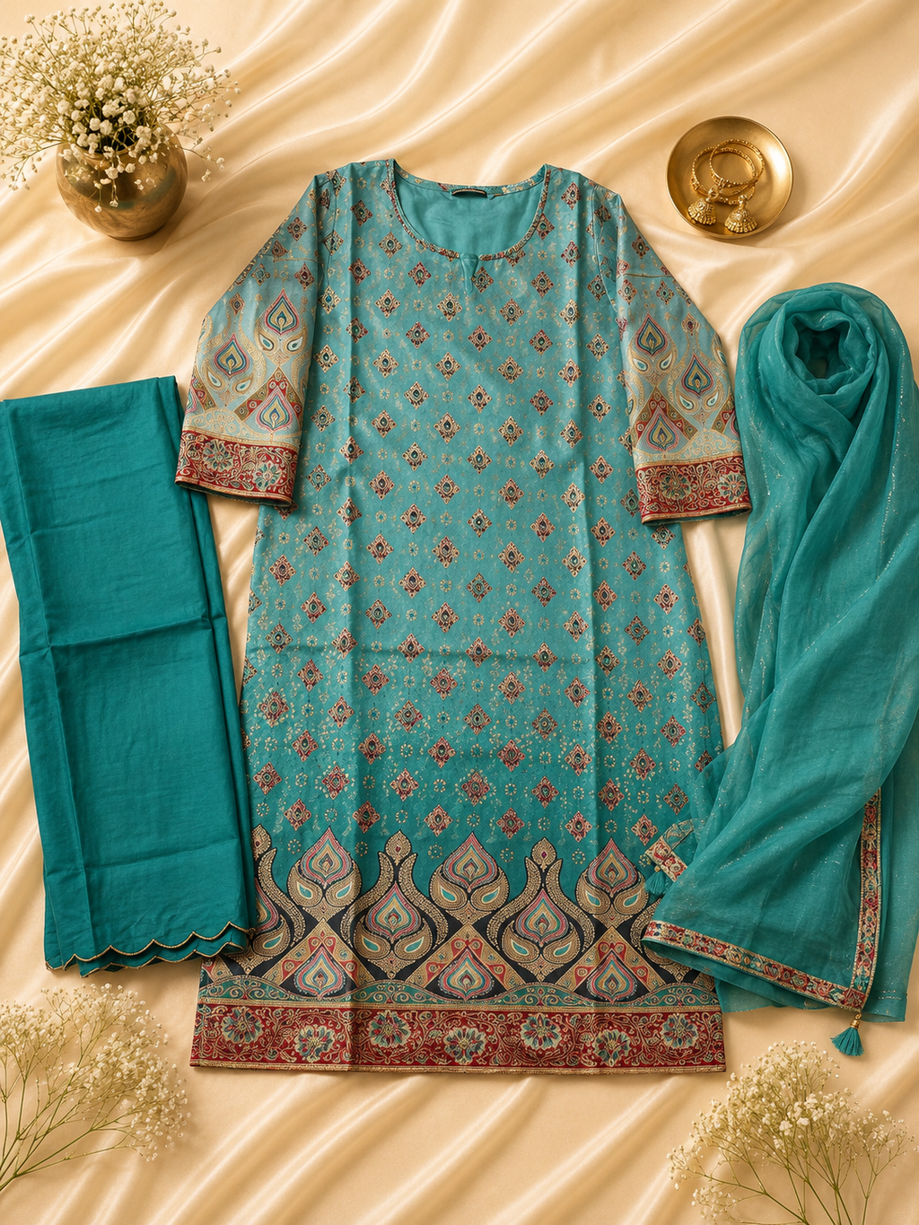 Designer Women's Sky Blue  Suit Set for Festive & Casual Wear