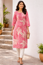Elegant Pink Floral Kurta