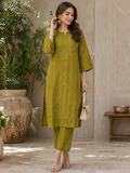 Olive Green Chikankari Kurta for Women