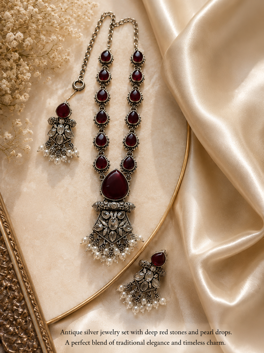 OXIDIZED NECKLACE AND EARING SET