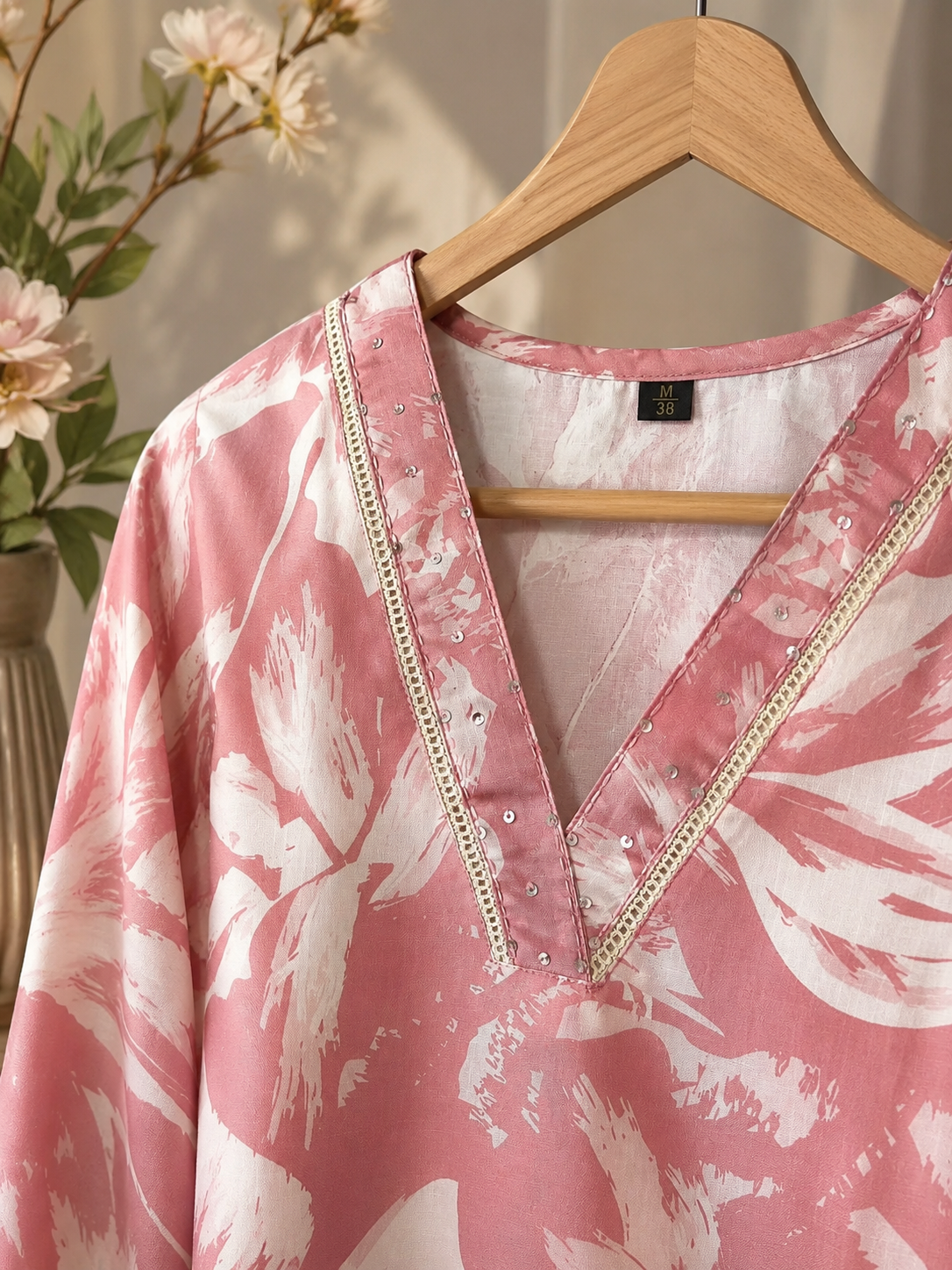 Blush Pink Floral Kurta top