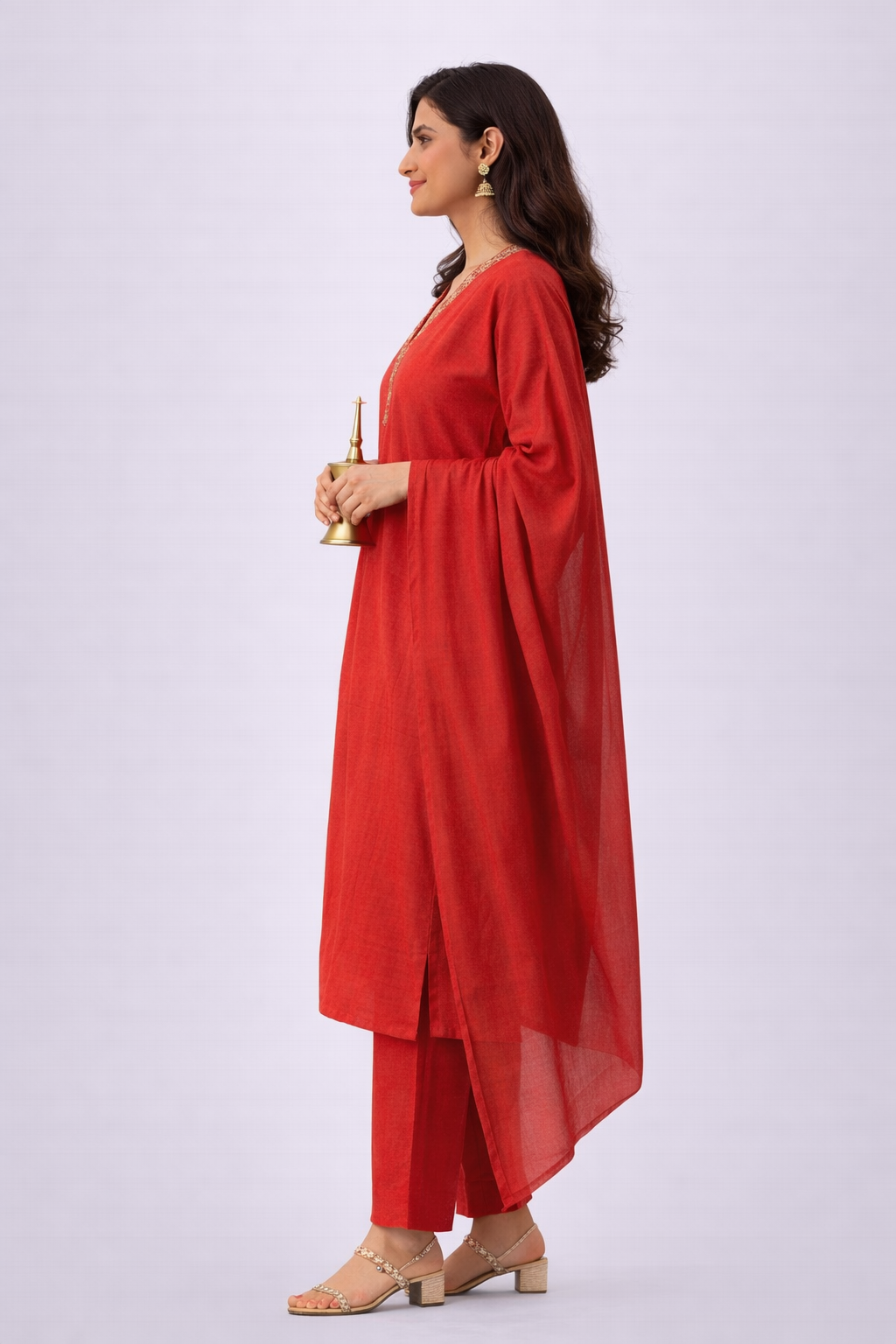 CLASSIC RED STRAIGHT KURTA SET