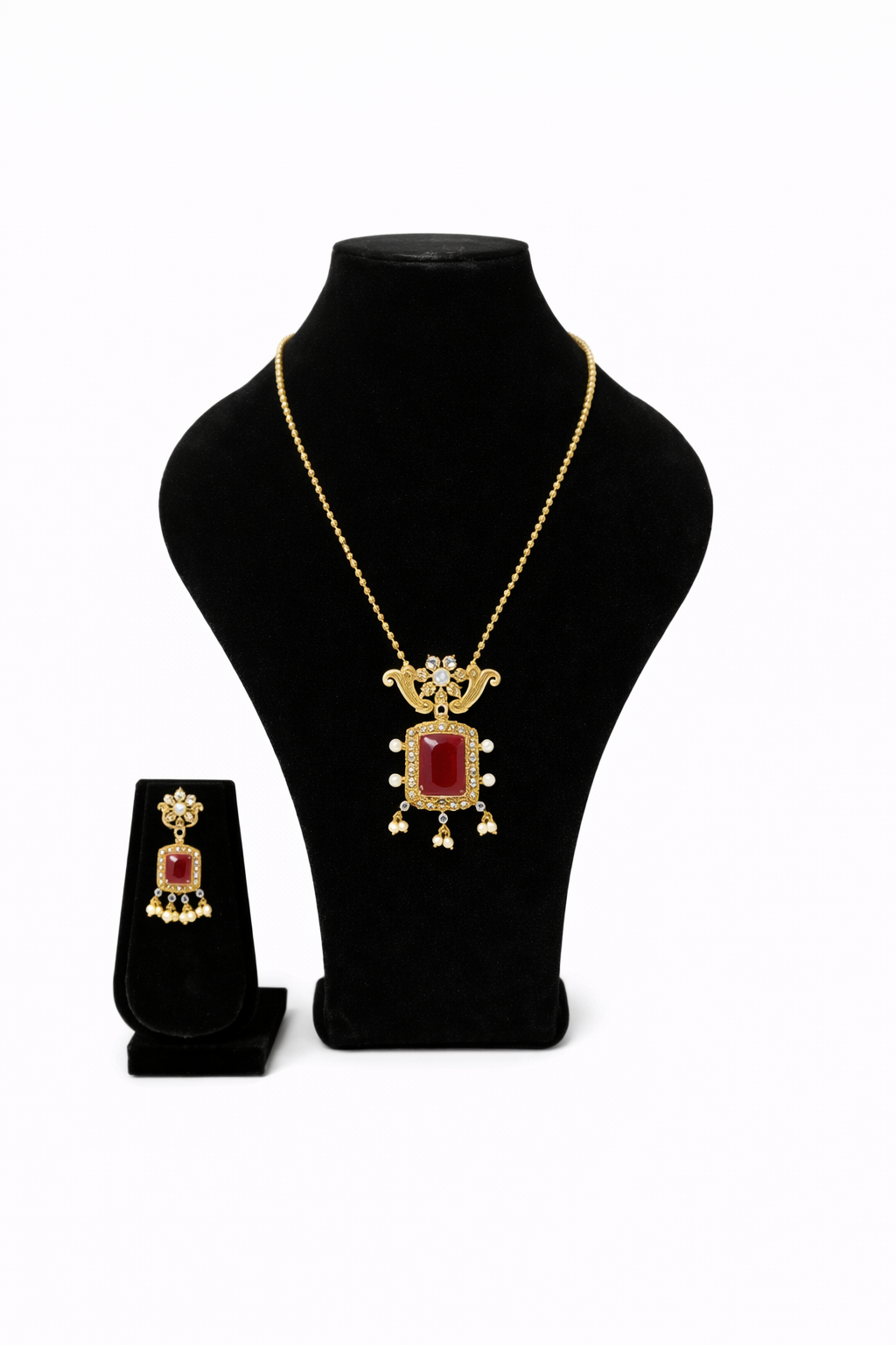 ANTIQUE-STYLE KUNDAN JEWELRY SET