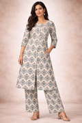 ELEGANT PRINTED KURTA SET WITH PALAZZO PANT