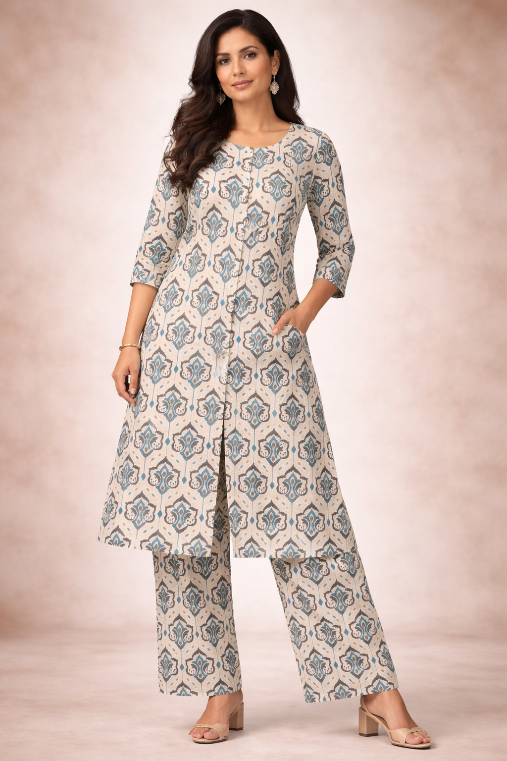 ELEGANT PRINTED KURTA SET WITH PALAZZO PANT