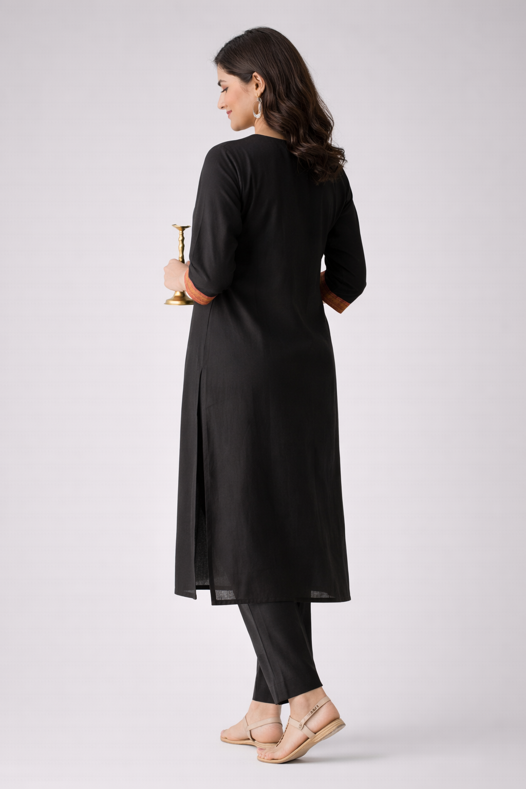 STRAIGHT KURTA BLACK CORD SET