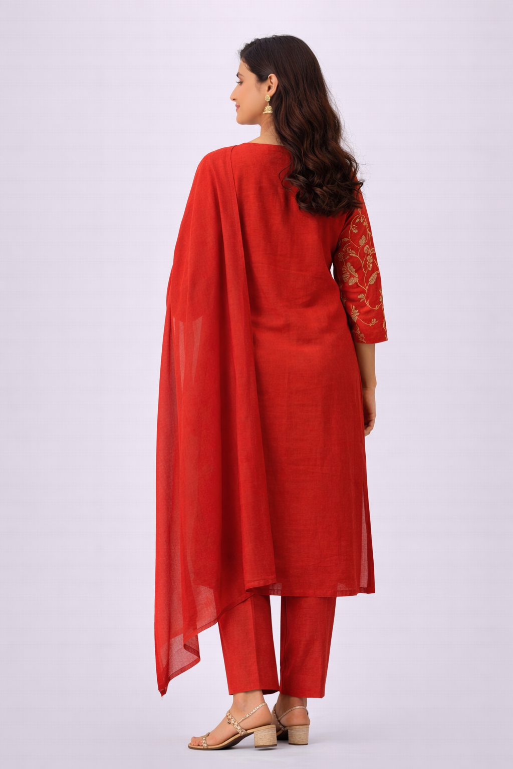 CLASSIC RED STRAIGHT KURTA SET