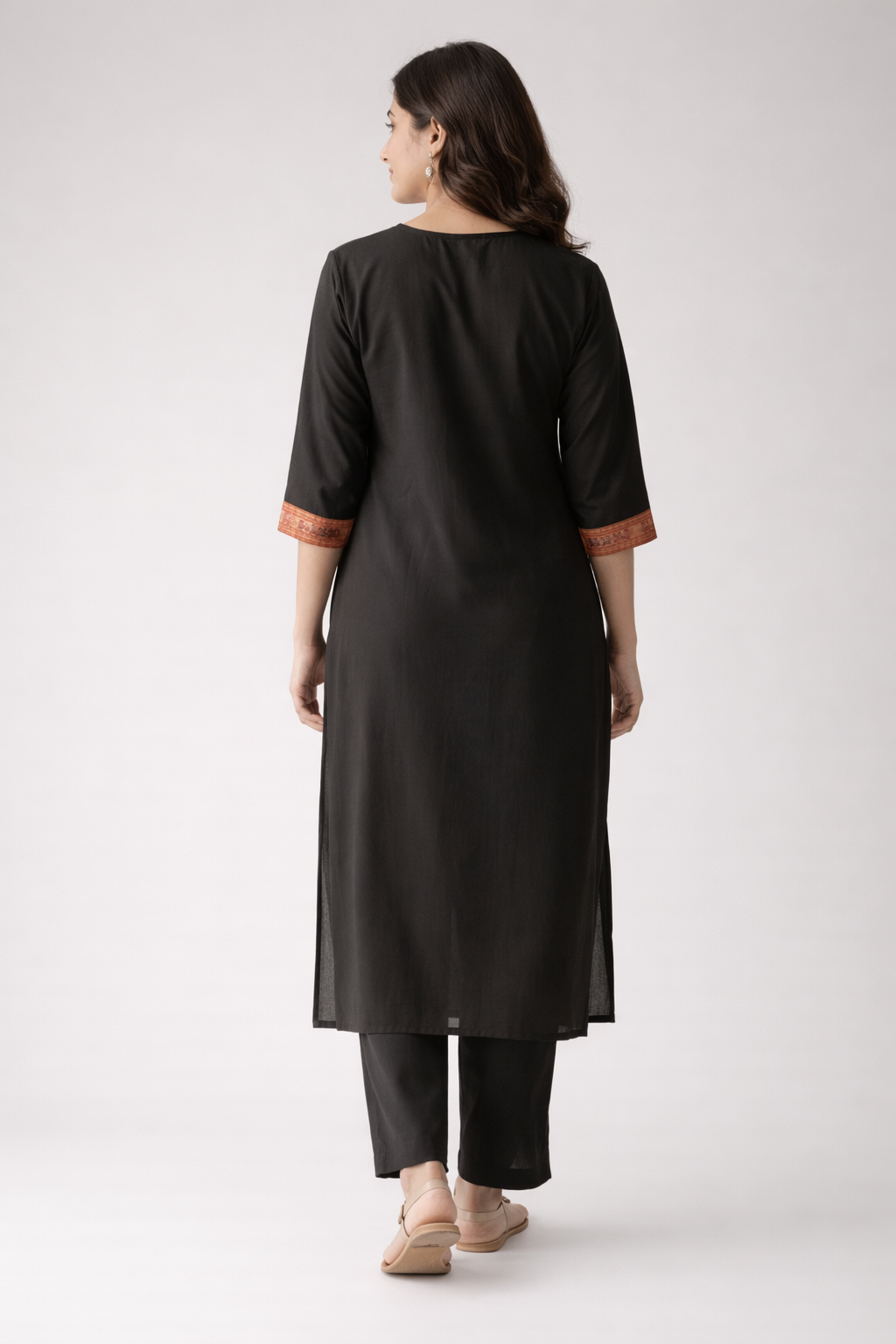 STRAIGHT KURTA BLACK CORD SET