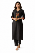 STRAIGHT KURTA BLACK CORD SET