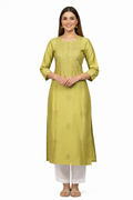 EMBROIDERED KURTA OLIVE GREEN