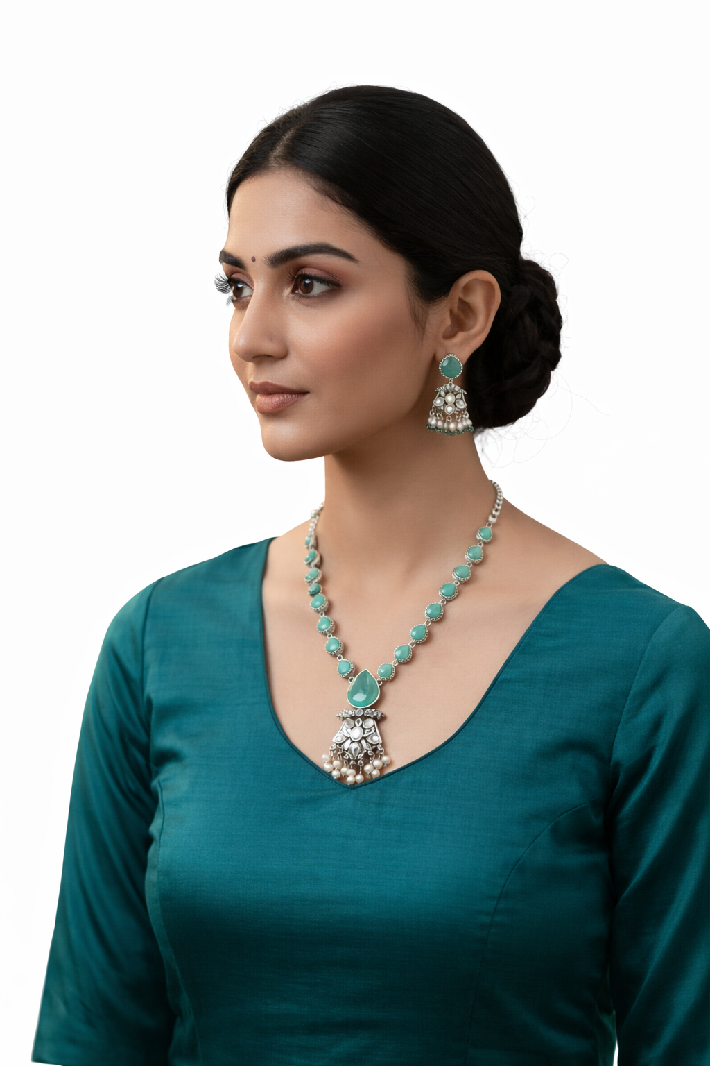 OXIDIZED NECKLACE AND EARING SET