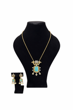 ETHNIC MEHANDI GOLD PENDANT AND EARRING SETS