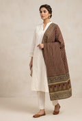 Off-White Embroidered Kurta Set with Printed Dupatta