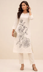 KHADI COTTON FLORAL EMBRIODARY CORD SET