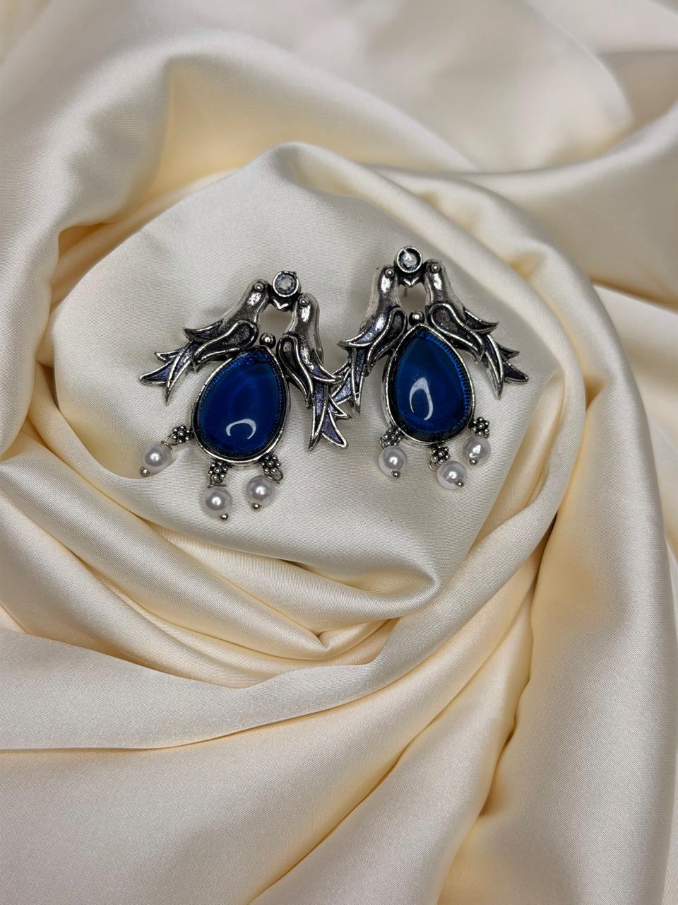 Heritage Twin Bird Studs ( blue )