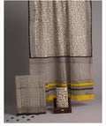 Black & White Block Print Pure Cotton Unstitched Suit Set with Mulmul Dupatta