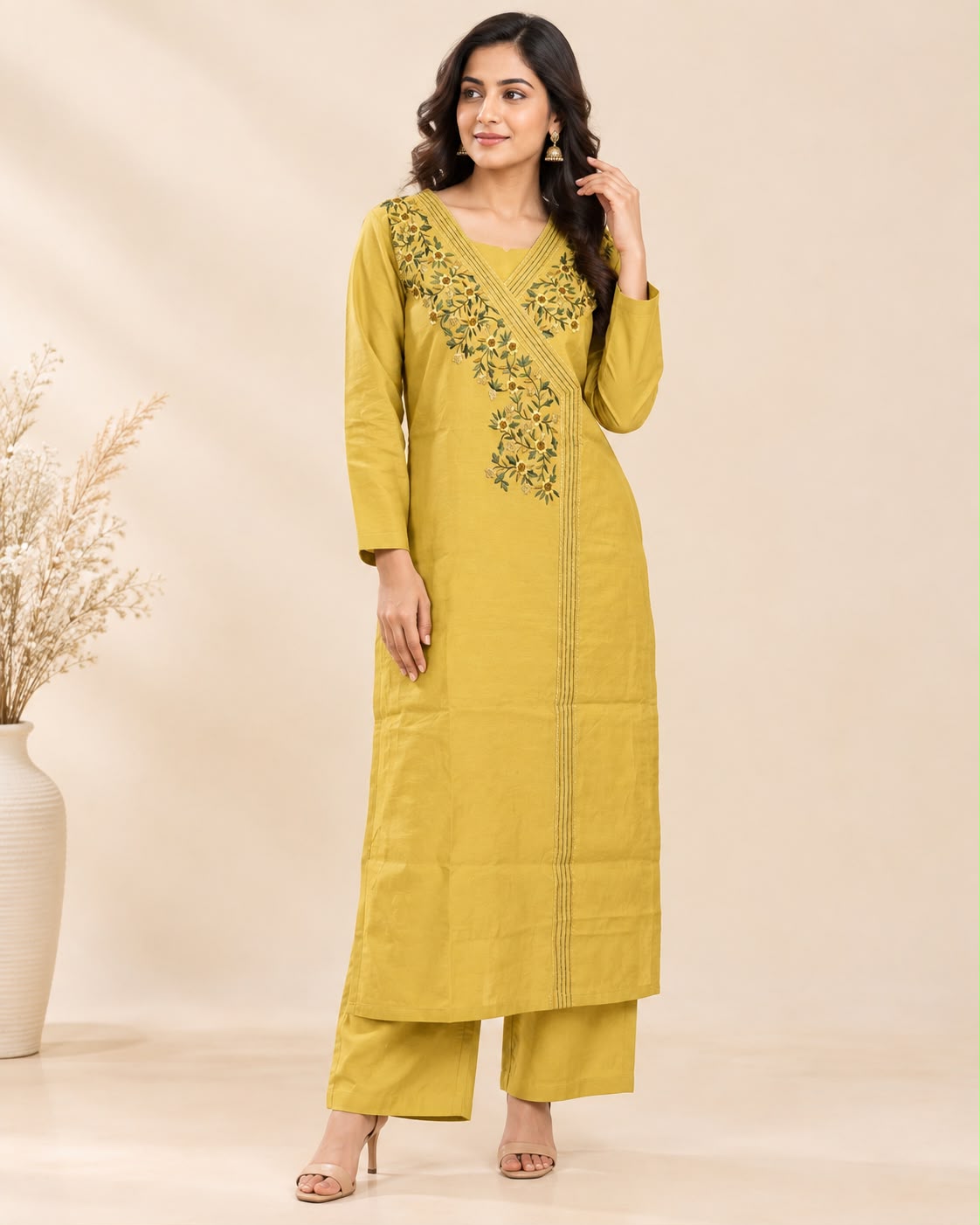 Women’s Floral Embroidered Kurta and Trouser Set