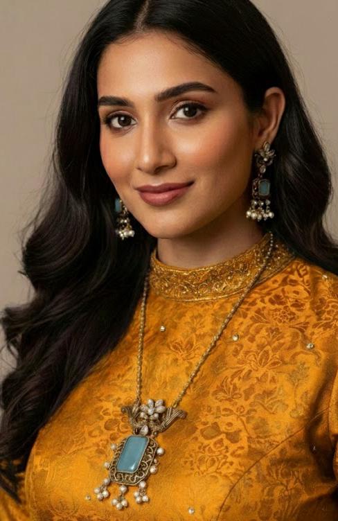 ETHNIC MEHANDI GOLD PENDANT AND EARRING SETS