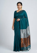 NAYANTHARA INSPIRED TEAL COTTON SAREE