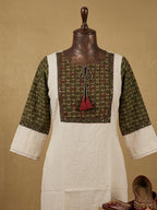 KHADI KURTA TOP WITH PRINTED YOKE