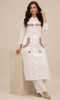 WHITE EMBROIDERED COTTON CO-ORD SET
