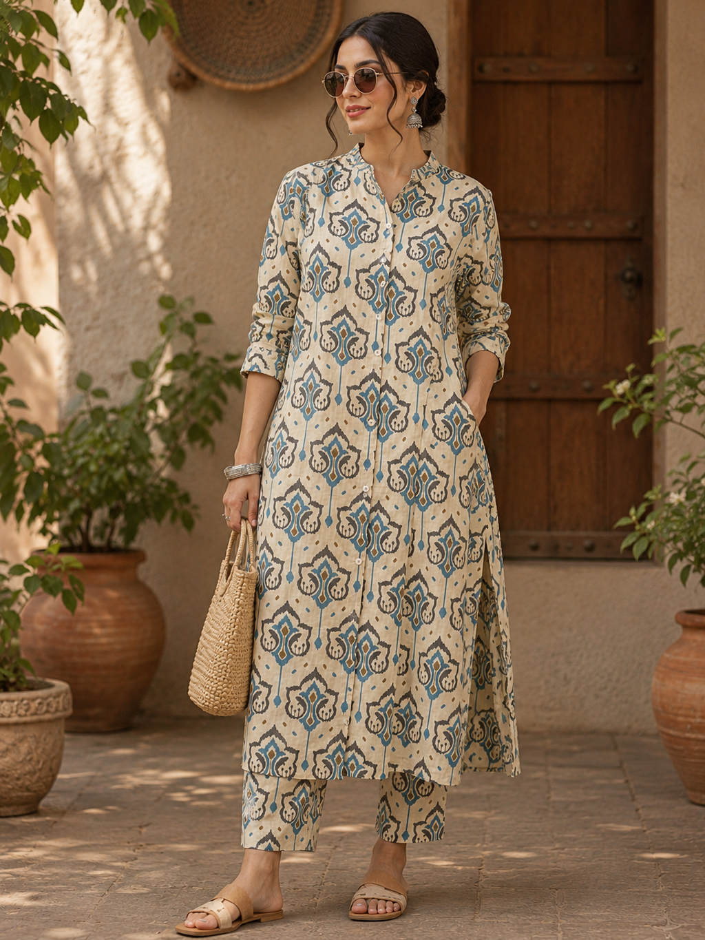ELEGANT PRINTED KURTA SET WITH PALAZZO PANT