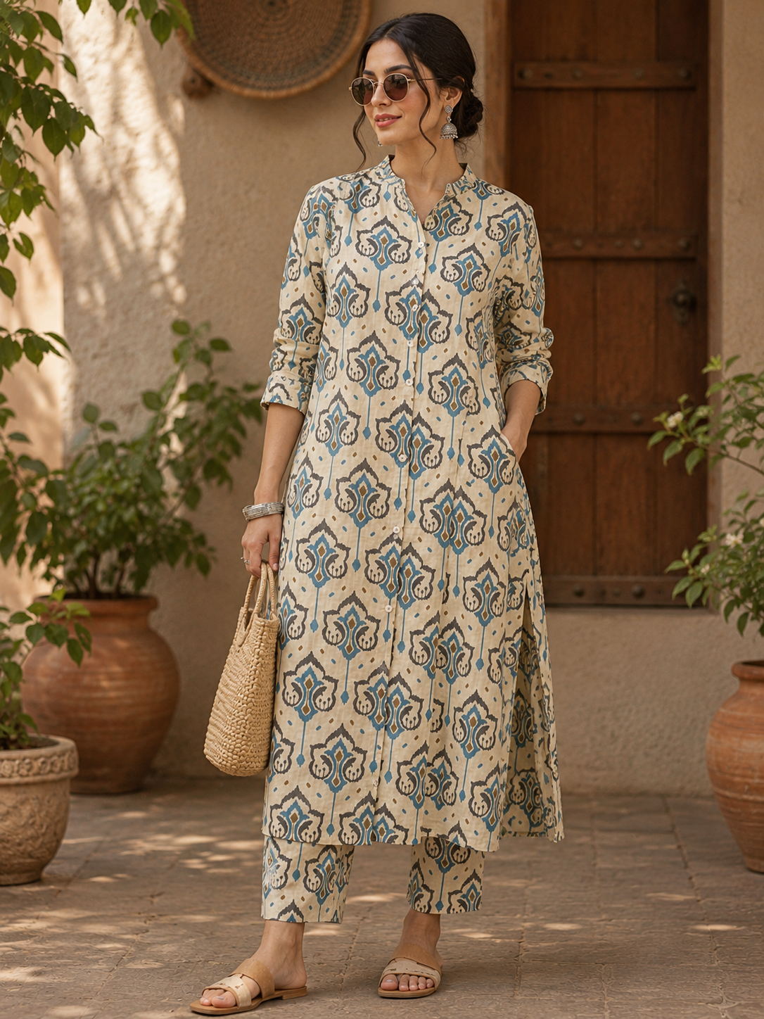 ELEGANT PRINTED KURTA SET WITH PALAZZO PANT
