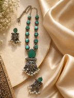 OXIDIZED NECKLACE AND EARING SET