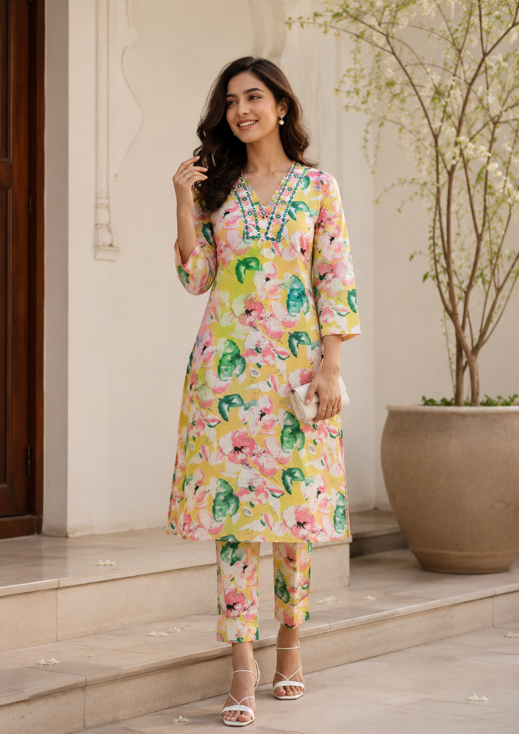 Floral Printed Cord Set