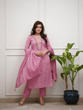WOMEN'S PINK EMBROIDERED KURTA SET