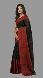 AUTHENTIC BEGAMPUDI BLACK AND RED COTTON SAREE