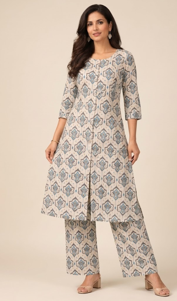 ELEGANT PRINTED KURTA SET WITH PALAZZO PANT