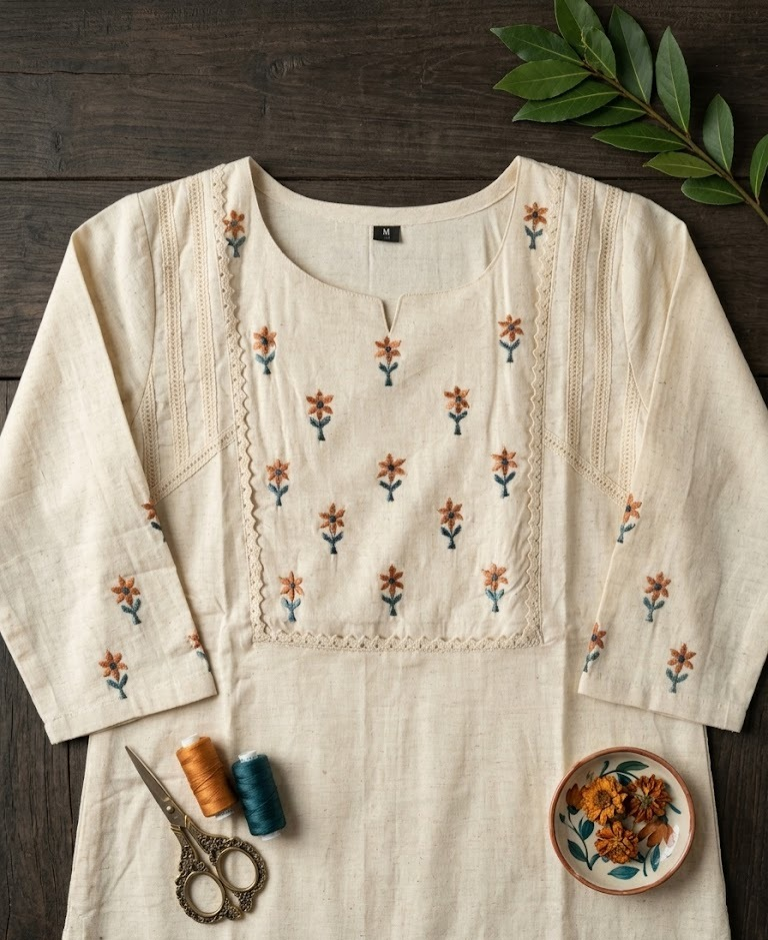 Elegant Khadi Cotton Kurta Top