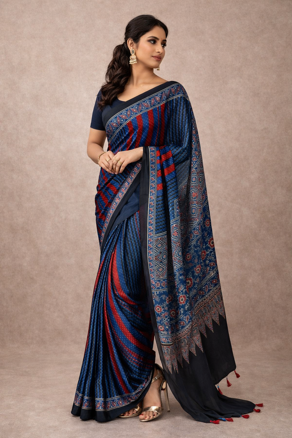 ELEGANT PURE MODAL SILK SAREE WITH NATURAL COLORS
