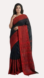 AUTHENTIC BEGAMPUDI BLACK AND RED COTTON SAREE